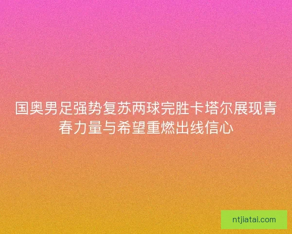国奥男足强势复苏两球完胜卡塔尔展现青春力量与希望重燃出线信心